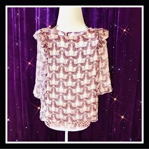 👀‼️THOMAS WYLDE silk skeleton-zebra top sz S!